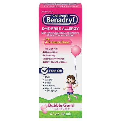 CHILDRENS BENADRYL DYE FREE ALLERGY LIQUID 12.5MG/5ML